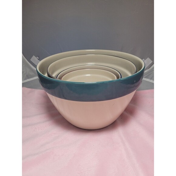 COPY - 4 Blue Rim Nesting Mixing Bowls Set Over & Back Inc. Indoor Outfitters P… - Picture 1 of 12